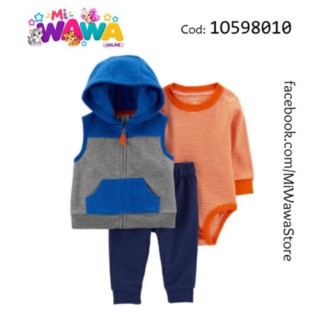 [K1] 3pz Chaleco azul naranja