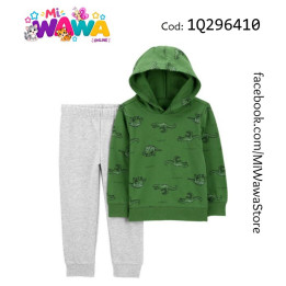 [D4] 2pz ML verde capucha dino