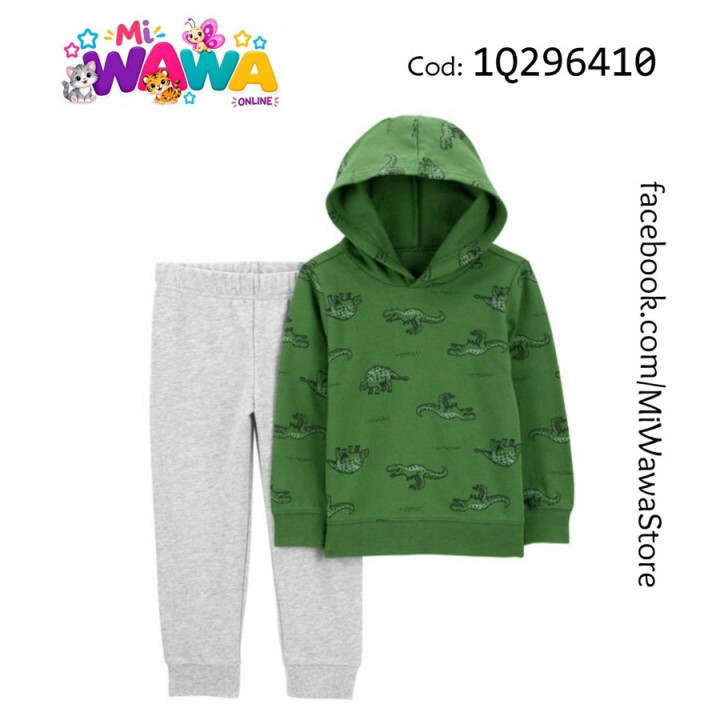 [D4] 2pz ML verde capucha dino