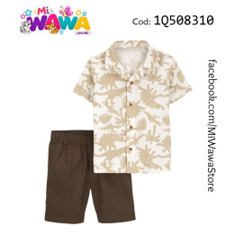 [E1] 2pz beige marron palmera