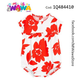 [D1] Romper blanco flores rojas