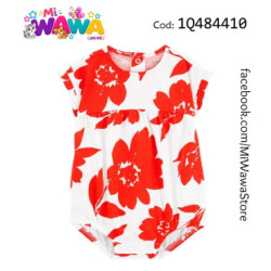 [D1] Romper blanco flores rojas