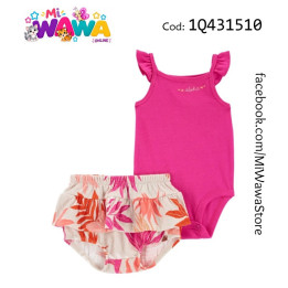 [X2] 2pz Short fucsia flores