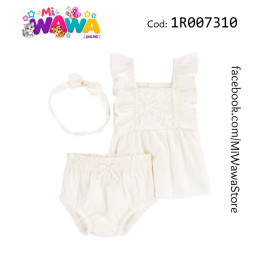 [J1] 3pz Short blanco vincha