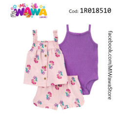 [A0] 3pz Short rosa morado