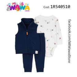 [J4] 3pz Chaleco azul