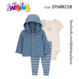 [F3] Cardigan azul capucha