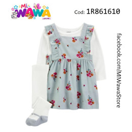 [J1] 3pz Pantys overol verde flores