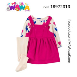 [L4] 3pz Pantys overol fucsia flores