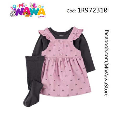 [X4] 3pz Pantys overol rosa marrón