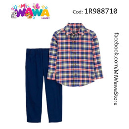 [A1] 2pz ML camisa cuadros p.azul