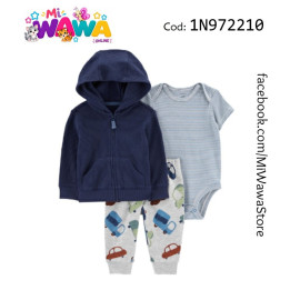 [O2] 3pz Casaca azul pant carritos