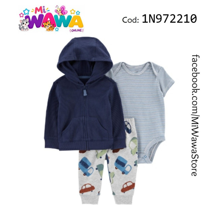 [O2] 3pz Casaca azul pant carritos