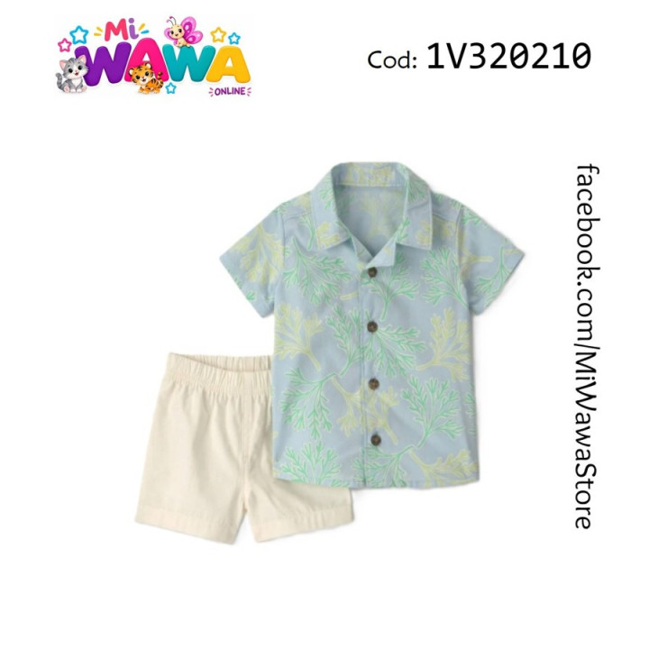 [P3] 2pz Short celeste crema alguitas