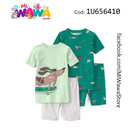 [P3] 4pz Pj verde perrito
