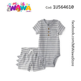 [P3] 2pz Short gris rayas