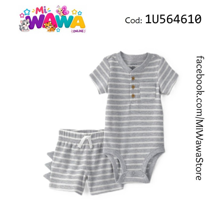 [P3] 2pz Short gris rayas
