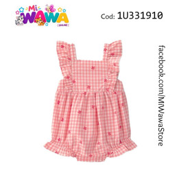 [P2] Romper rosa cuadritos flores