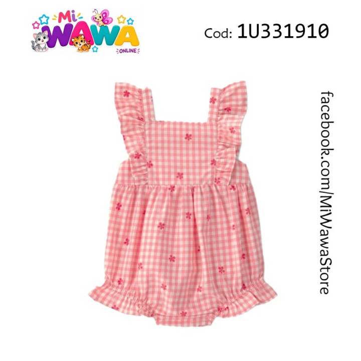 [P2] Romper rosa cuadritos flores